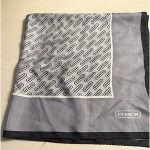 Coach Logo Black and Gray Silk Scarf